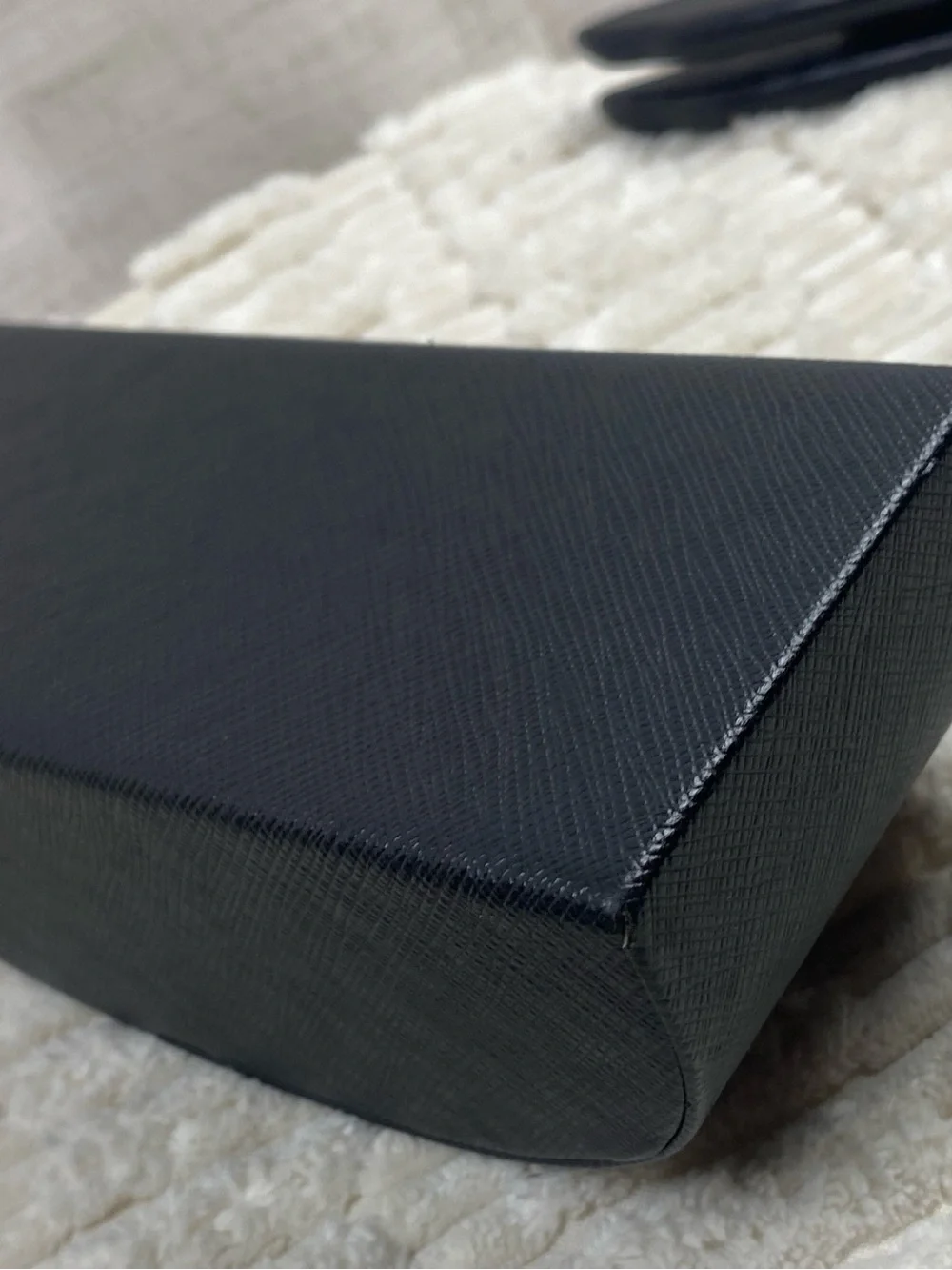 PRADA Authentic Black Textured Hard Sunglasses Case & Microfiber Cleaning Cloth